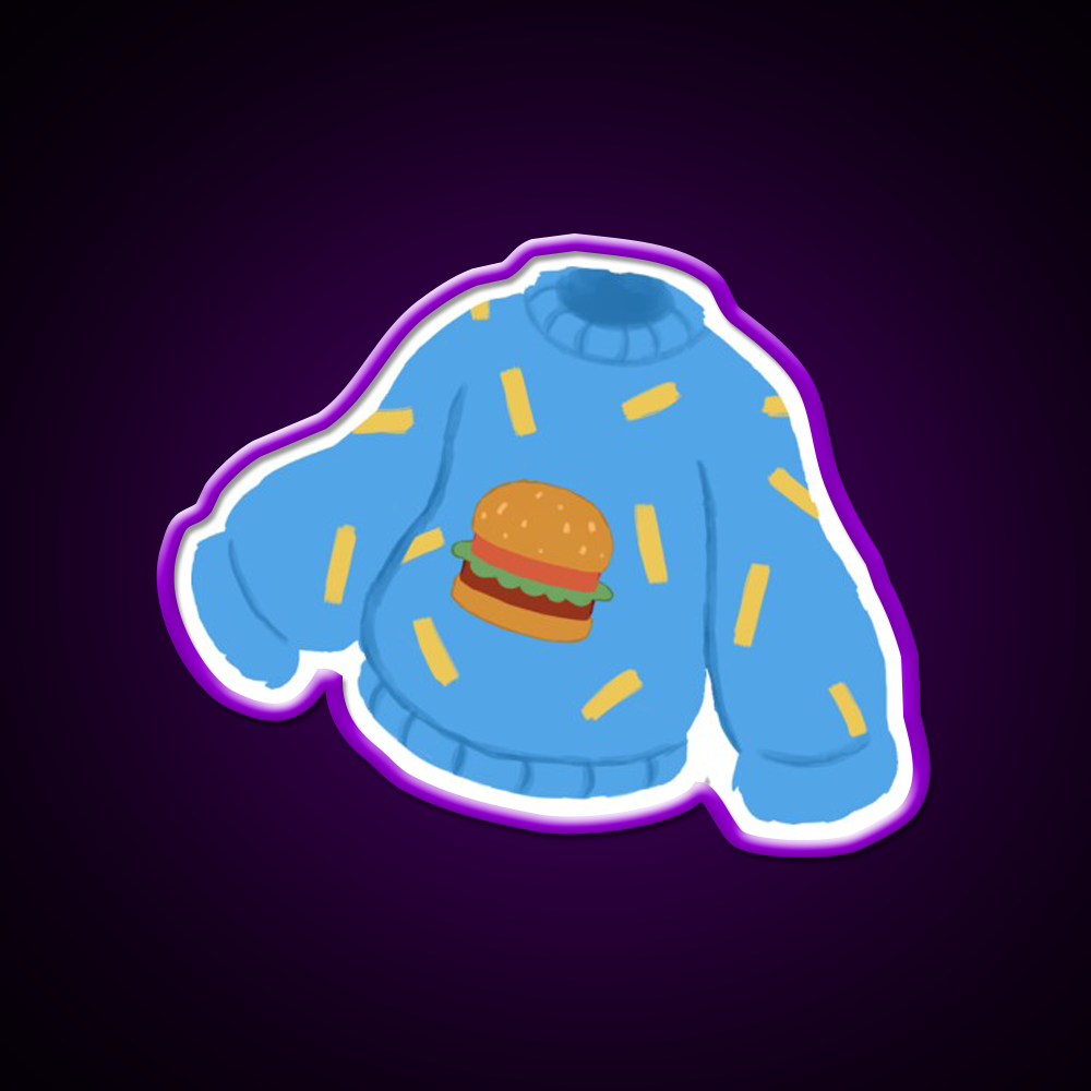 Burger And Fries Sweater Fast Food Led Neon Sign For Burger Place Rgb Color