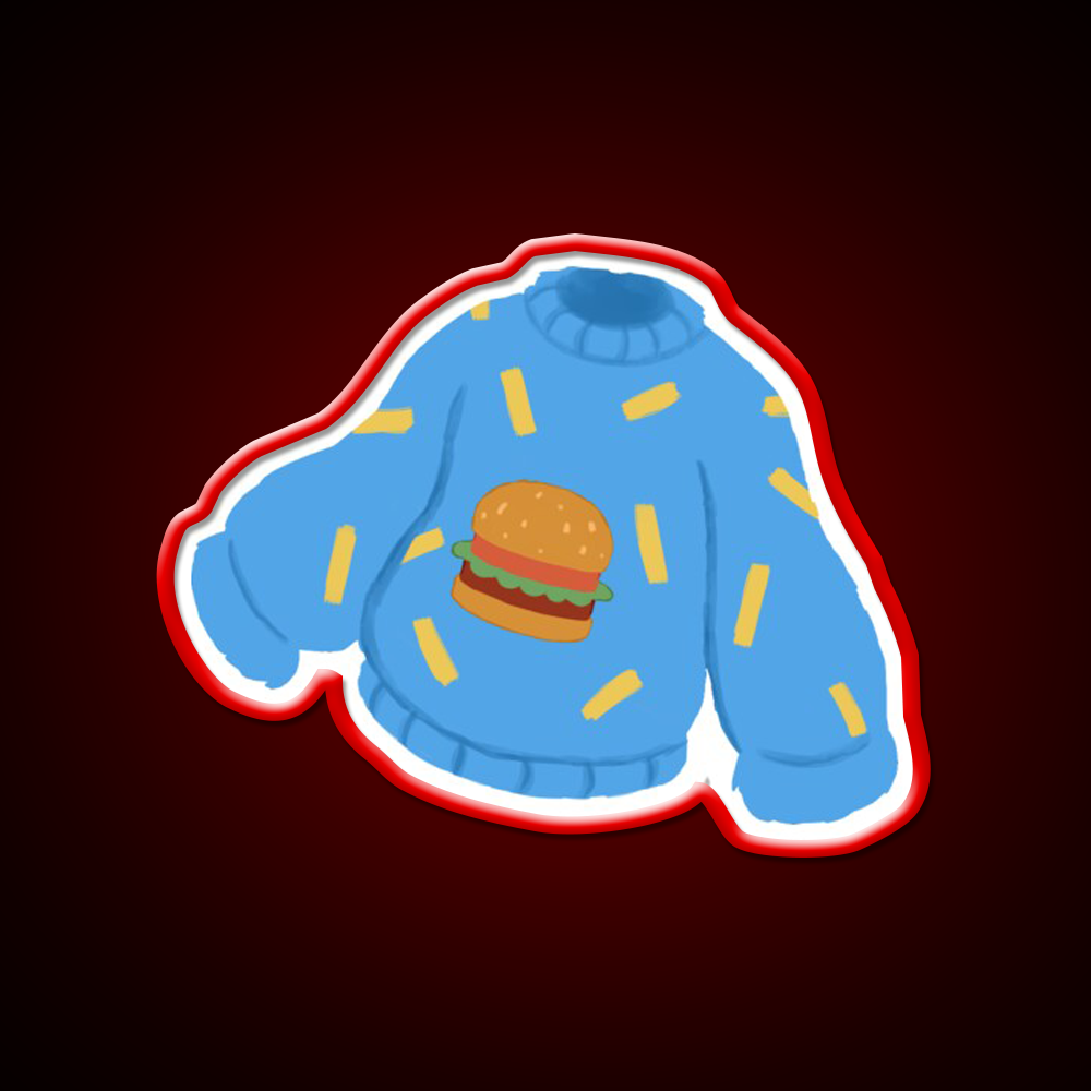 Burger And Fries Sweater Fast Food Led Neon Sign For Burger Place Rgb Color