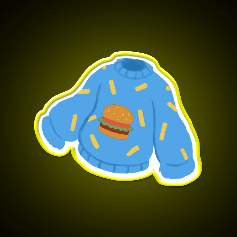 Burger And Fries Sweater Fast Food Led Neon Sign For Burger Place Rgb Color - Shineneon