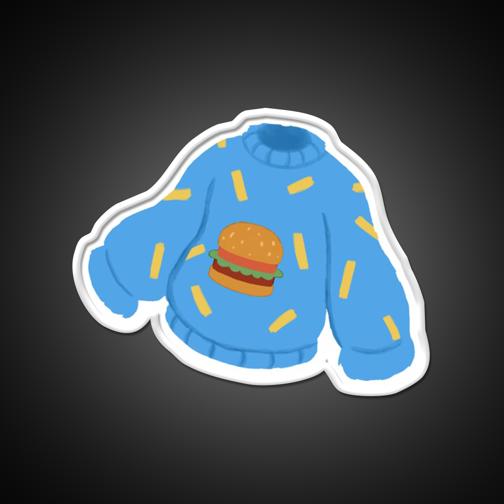 Burger And Fries Sweater Fast Food Led Neon Sign For Burger Place Rgb Color