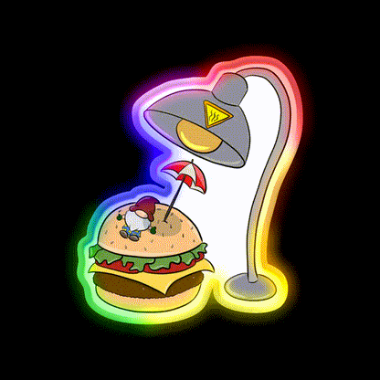 Burger Bathing Fast Food Led Neon Sign For Burger Place Rgb Color