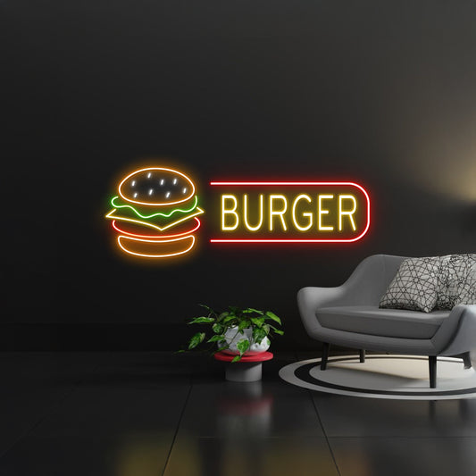 Burger Burger Led Sign Custom Name Neon Lights