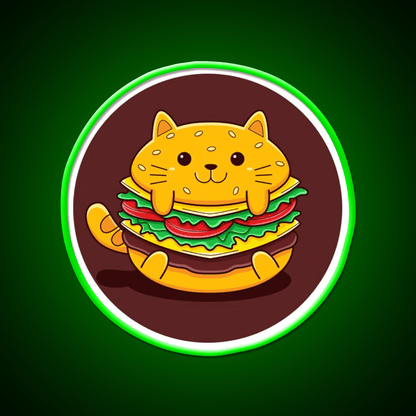 Burger Cat Fast Food Led Neon Sign For Burger Place Rgb Color - Shineneon