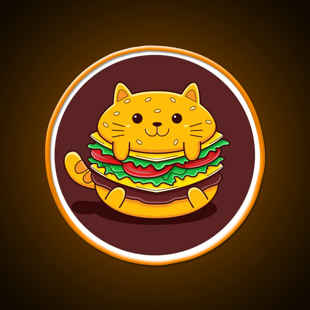 Burger Cat Fast Food Led Neon Sign For Burger Place Rgb Color - Shineneon