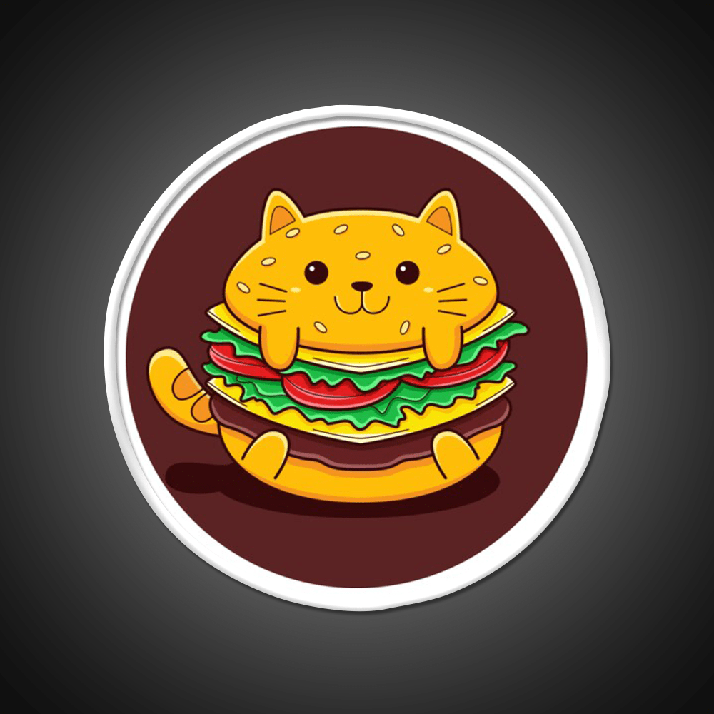 Burger Cat Fast Food Led Neon Sign For Burger Place Rgb Color - Shineneon