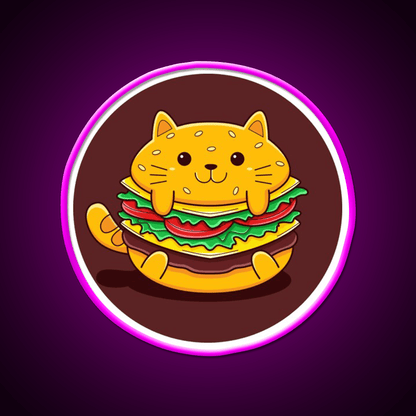 Burger Cat Fast Food Led Neon Sign For Burger Place Rgb Color - Shineneon