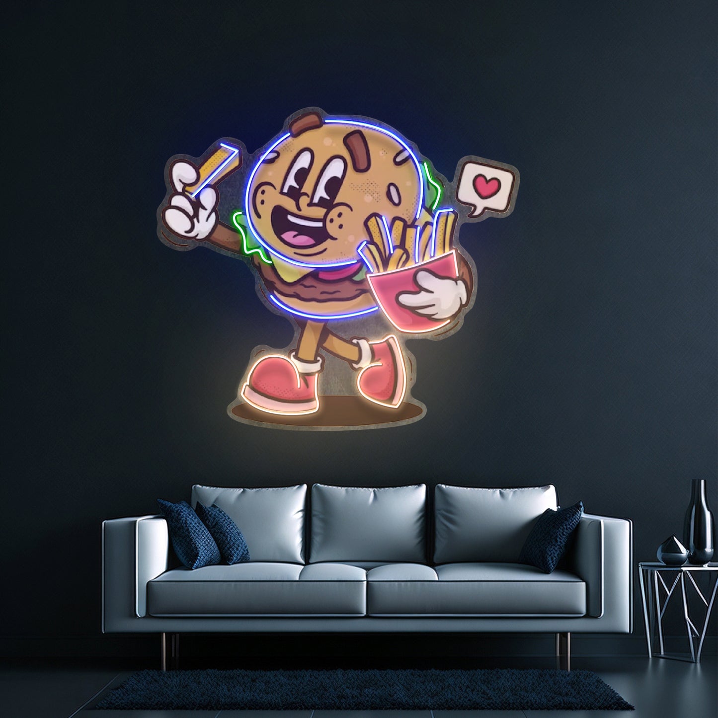 Burger Cute Trendy Retro Led Neon Sign Light Custom Led Signs