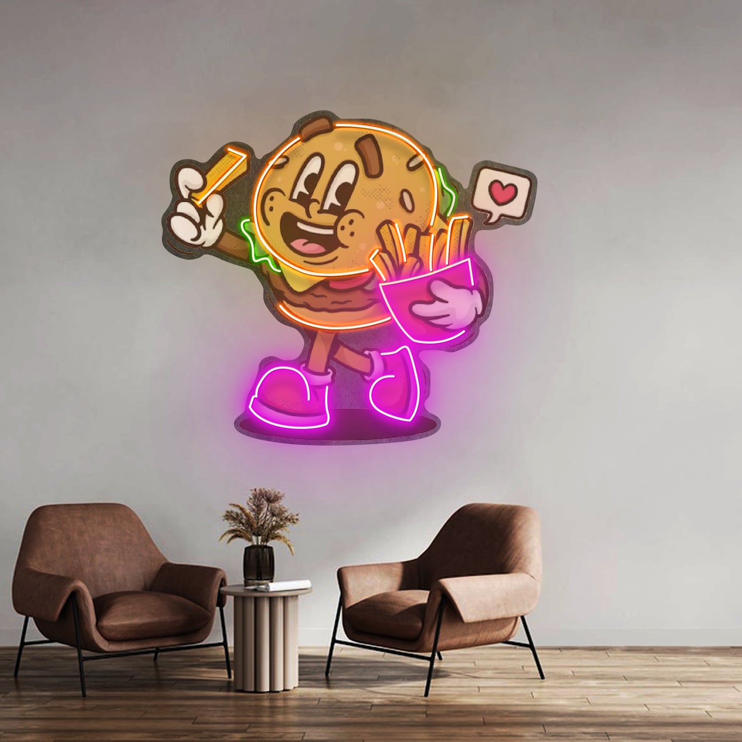 Burger Cute Trendy Retro Led Neon Sign Light Custom Led Signs