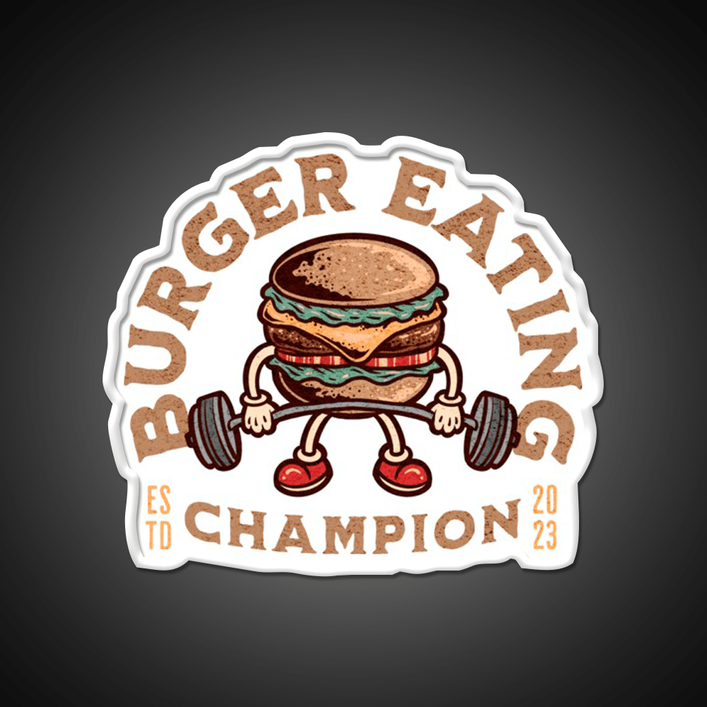 Burger Eating Champion Fast Food Hamburger Led Neon Sign For Burger Place Rgb Color - Shineneon