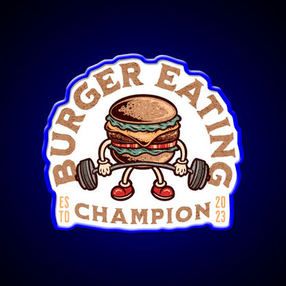 Burger Eating Champion Fast Food Hamburger Led Neon Sign For Burger Place Rgb Color - Shineneon
