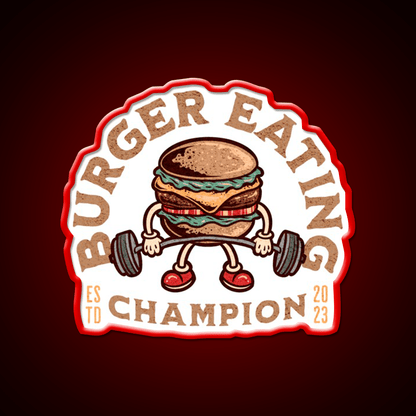 Burger Eating Champion Fast Food Hamburger Led Neon Sign For Burger Place Rgb Color - Shineneon