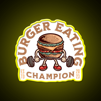 Burger Eating Champion Fast Food Hamburger Led Neon Sign For Burger Place Rgb Color - Shineneon