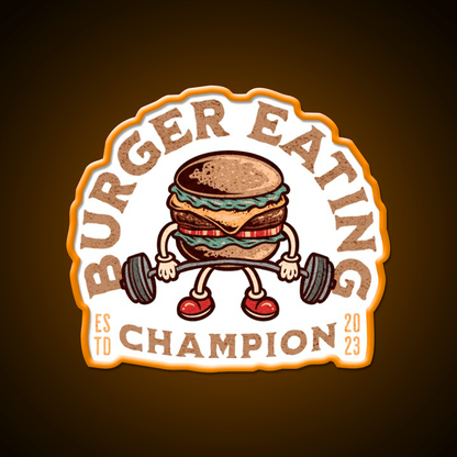 Burger Eating Champion Fast Food Hamburger Led Neon Sign For Burger Place Rgb Color - Shineneon