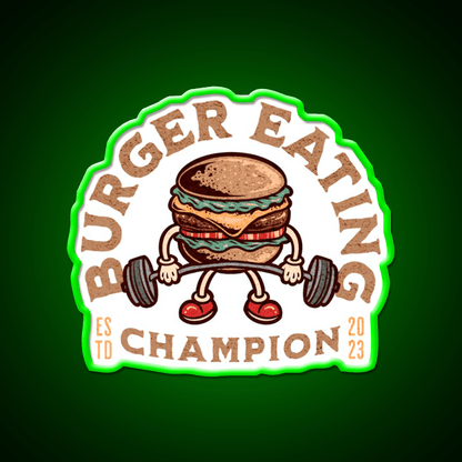 Burger Eating Champion Fast Food Hamburger Led Neon Sign For Burger Place Rgb Color - Shineneon