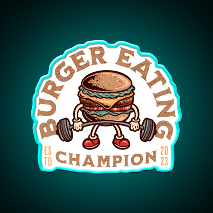 Burger Eating Champion Fast Food Hamburger Led Neon Sign For Burger Place Rgb Color - Shineneon
