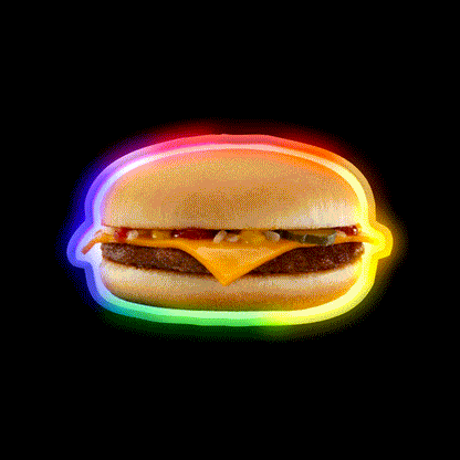 Burger Fast Food Led Neon Sign For Burger Place Led Sign Rgb Color - LED neon sign close-up detail
