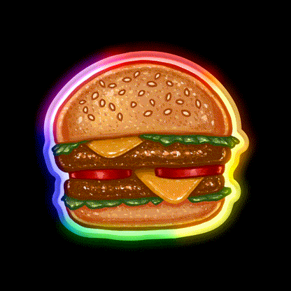 Burger Fast Food Led Neon Sign For Burger Place Wall Art Rgb Color - LED neon sign close-up detail