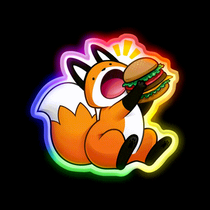 Burger Fox Snack Food Led Neon Sign Rgb Color - LED neon sign close-up detail