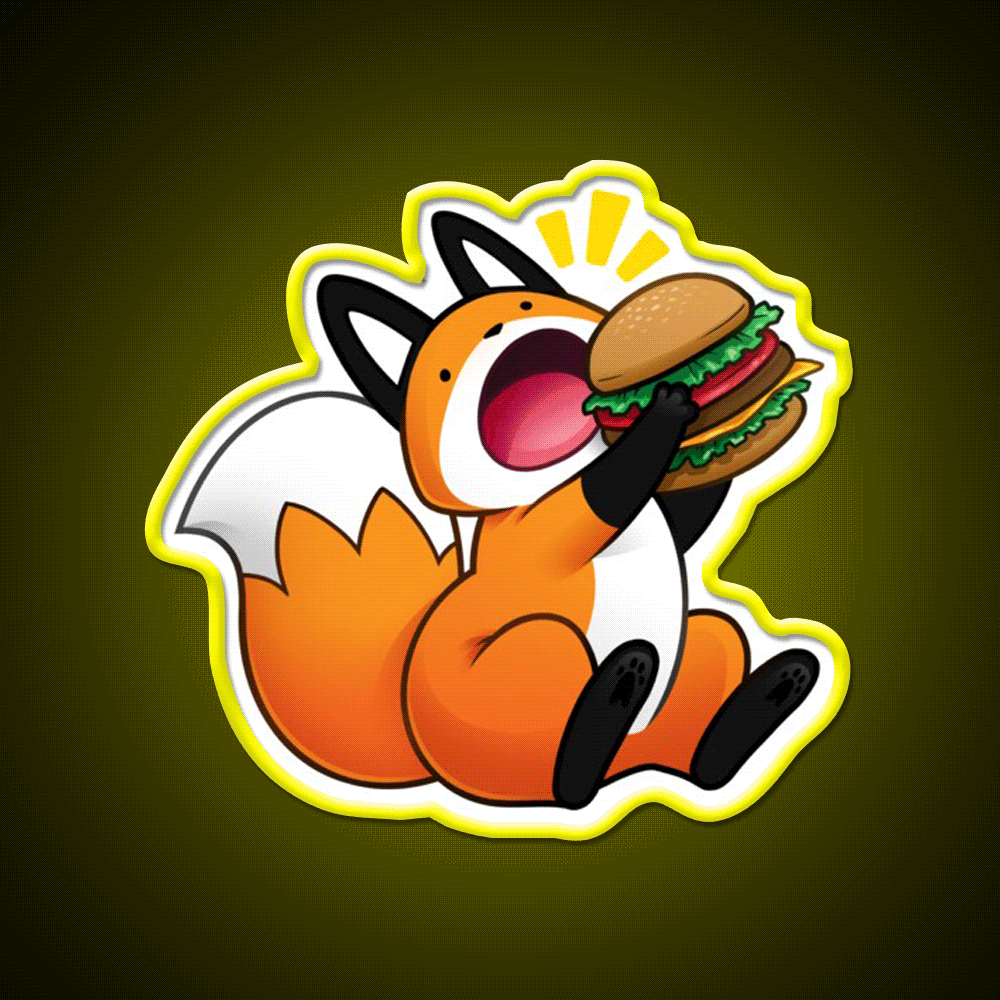 Burger Fox Snack Food Led Neon Sign Rgb Color - Custom LED neon sign front view