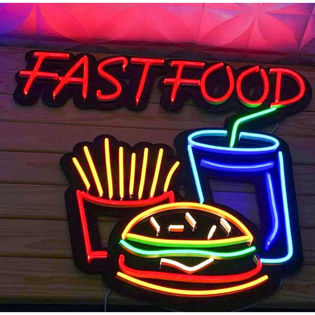 Burger Fries Coke Fast Food Led Sign Business Neon Sign