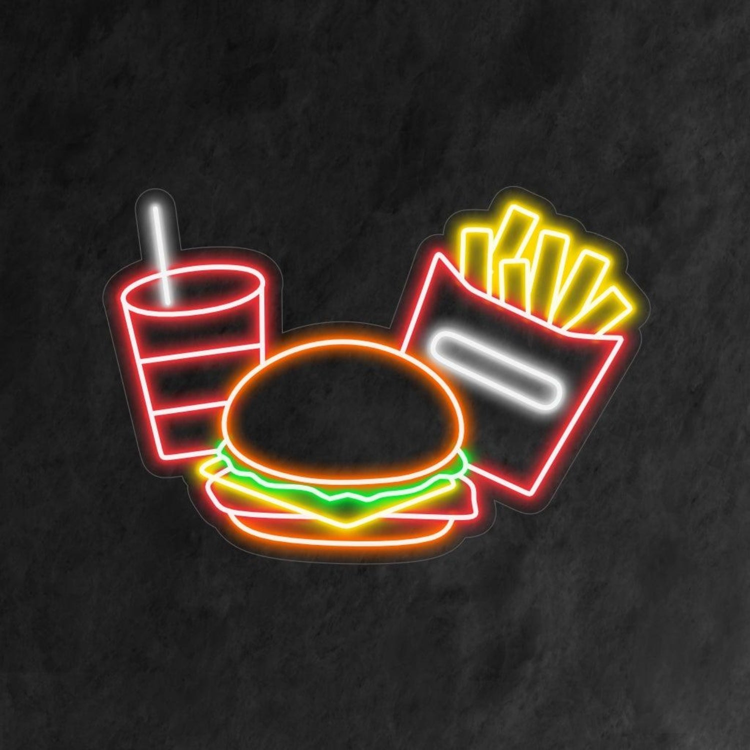 Burger Fries Drink Led Neon Sign Fast Food Shop Wall Decor | Shineneon