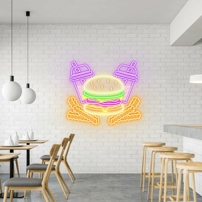 Burger Fries Shakes Classic Neon For American Diners | Shineneon