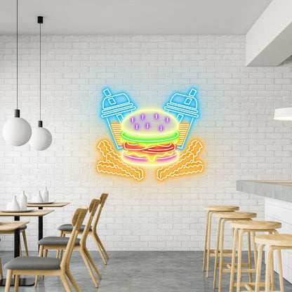 Burger Fries Shakes Classic Neon For American Diners | Shineneon