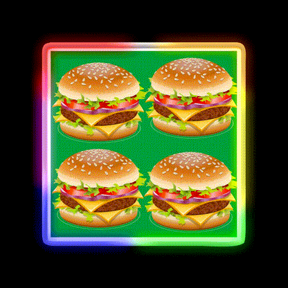 Burger Hamburger Cheeseburger Pattern Led Neon Sign For Burger Place Rgb Color - LED neon sign close-up detail