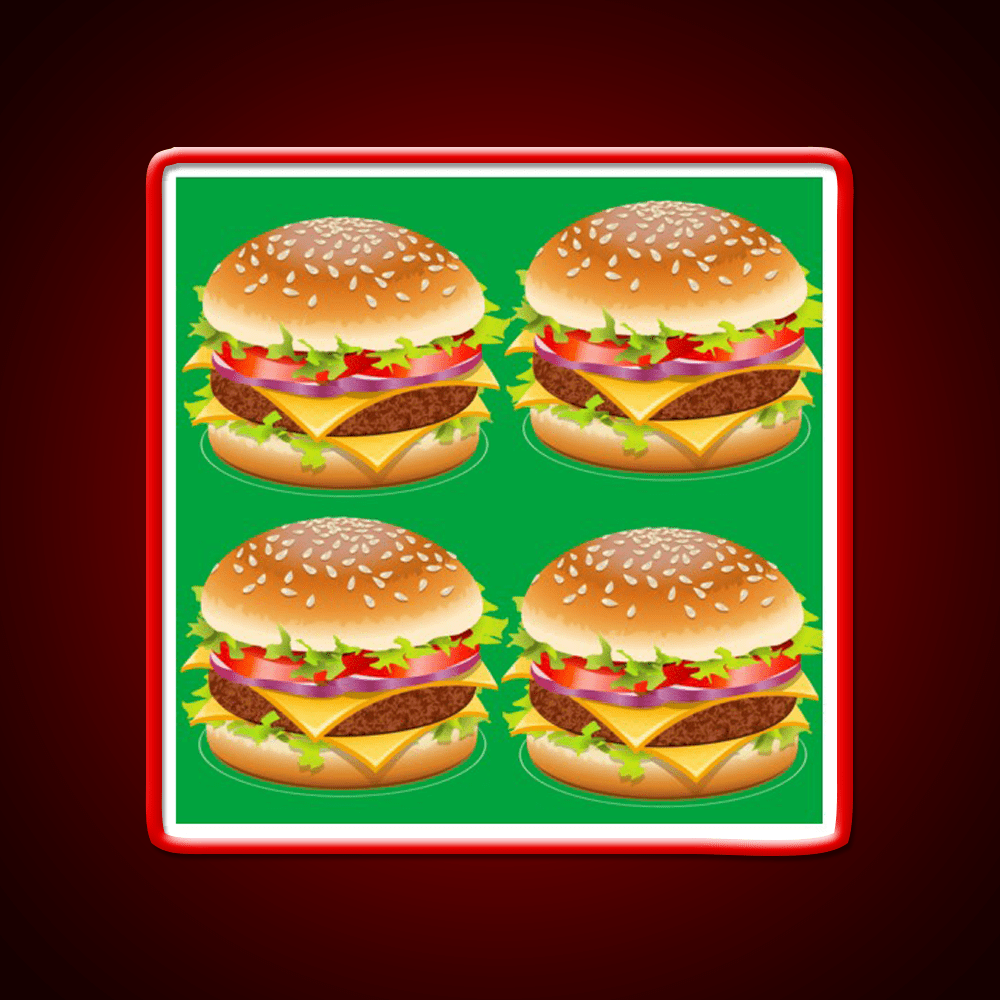Burger Hamburger Cheeseburger Pattern Led Neon Sign For Burger Place Rgb Color - Shineneon
