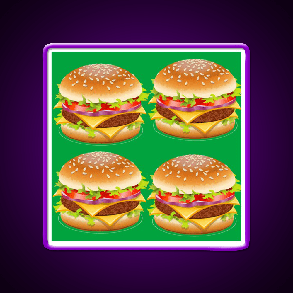 Burger Hamburger Cheeseburger Pattern Led Neon Sign For Burger Place Rgb Color - Shineneon
