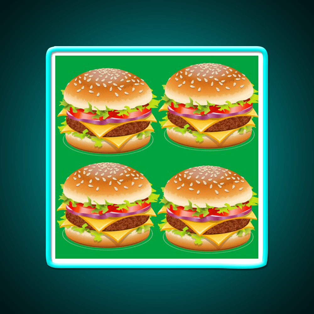 Burger Hamburger Cheeseburger Pattern Led Neon Sign For Burger Place Rgb Color - Shineneon