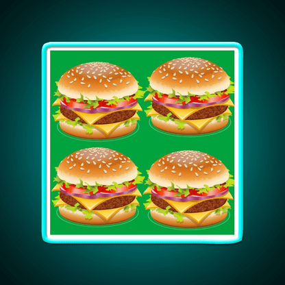 Burger Hamburger Cheeseburger Pattern Led Neon Sign For Burger Place Rgb Color - Shineneon