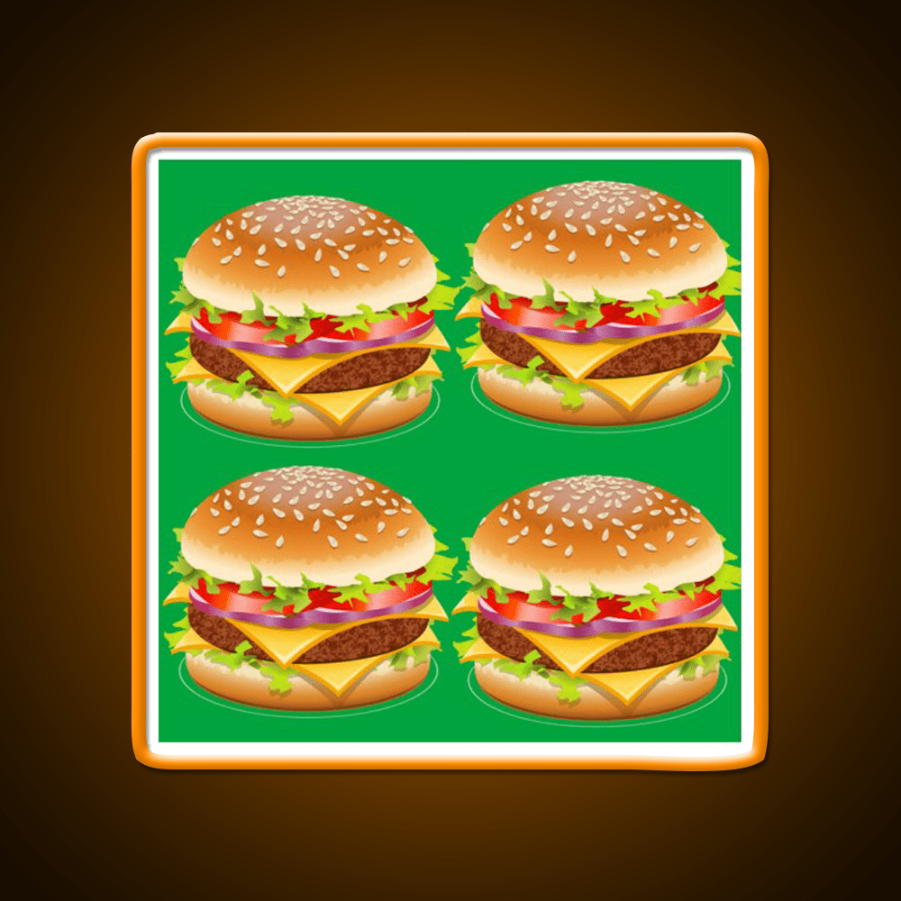 Burger Hamburger Cheeseburger Pattern Led Neon Sign For Burger Place Rgb Color - Shineneon