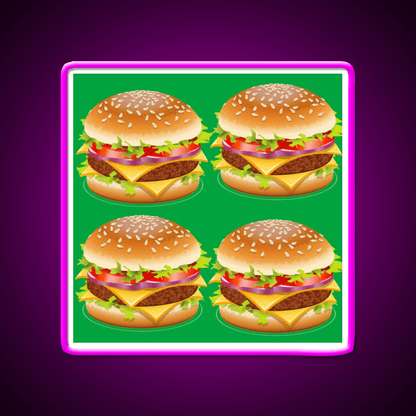Burger Hamburger Cheeseburger Pattern Led Neon Sign For Burger Place Rgb Color - Shineneon
