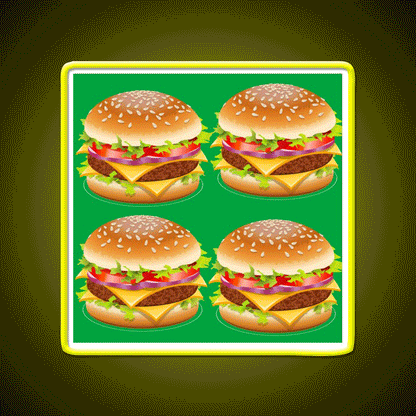 Burger Hamburger Cheeseburger Pattern Led Neon Sign For Burger Place Rgb Color - Custom LED neon sign front view