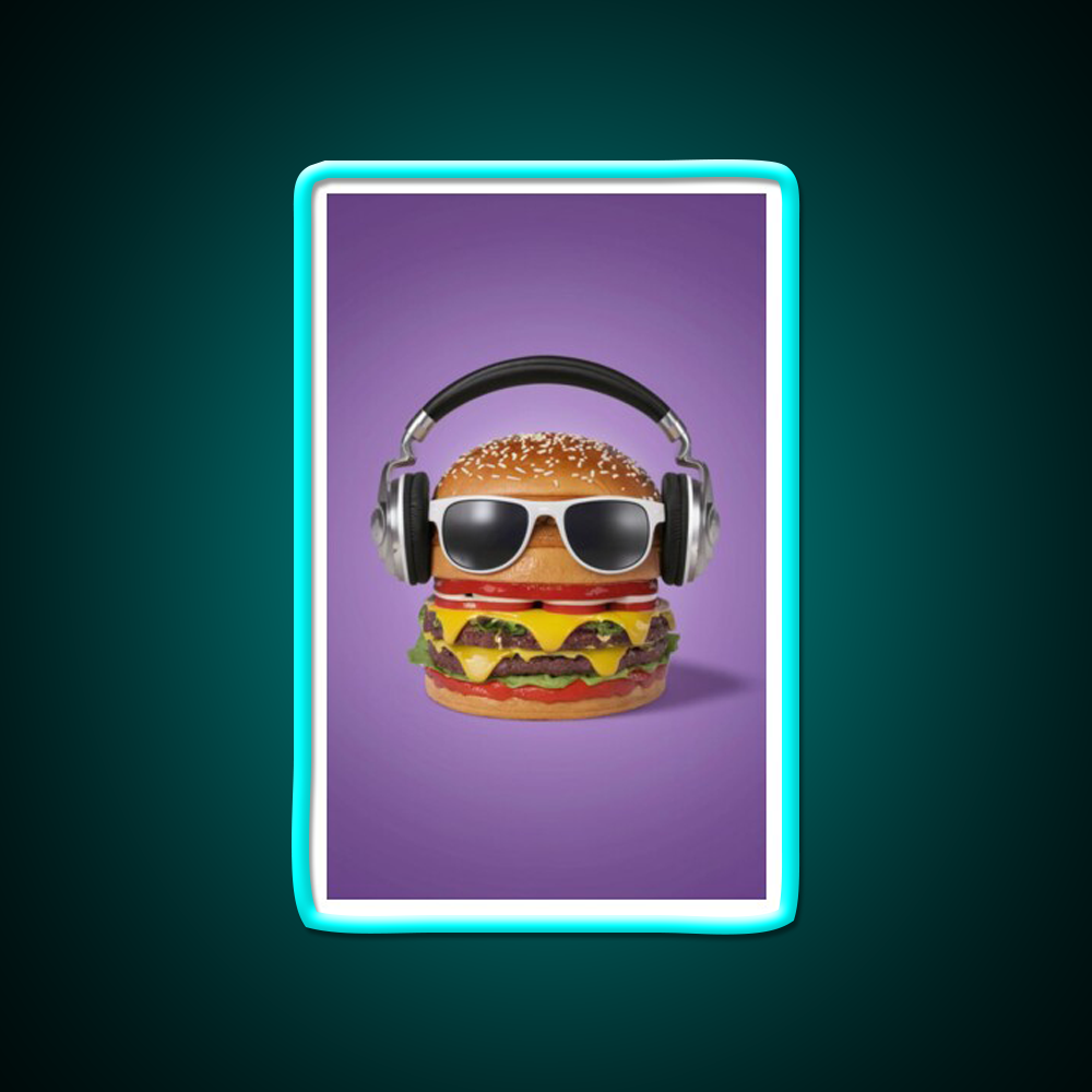 Burger Headphones Fast Food Led Neon Sign For Burger Place Rgb Color