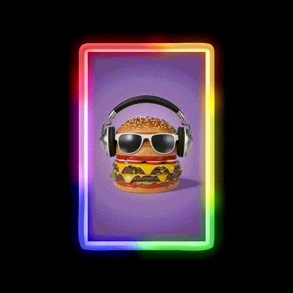 Burger Headphones Fast Food Led Neon Sign For Burger Place Rgb Color - LED neon sign close-up detail