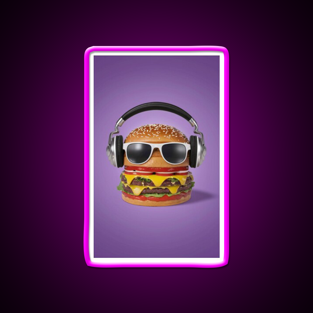 Burger Headphones Fast Food Led Neon Sign For Burger Place Rgb Color