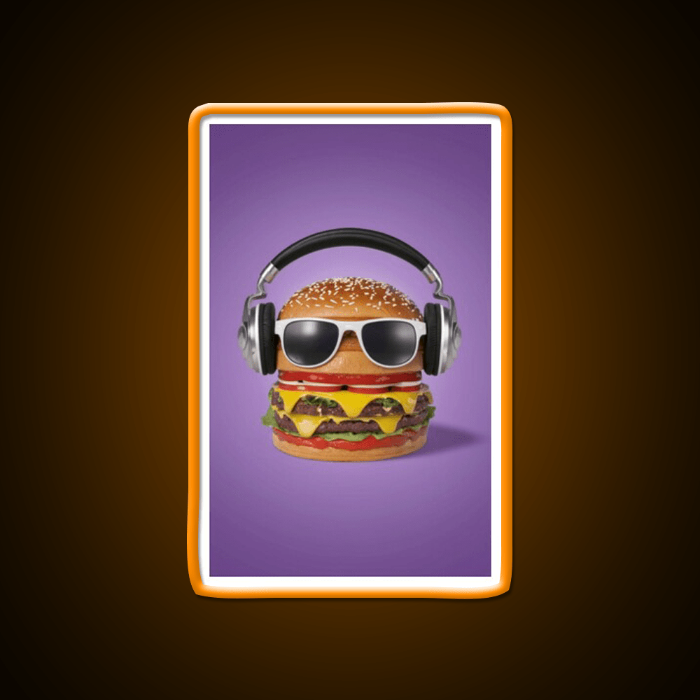 Burger Headphones Fast Food Led Neon Sign For Burger Place Rgb Color - Shineneon
