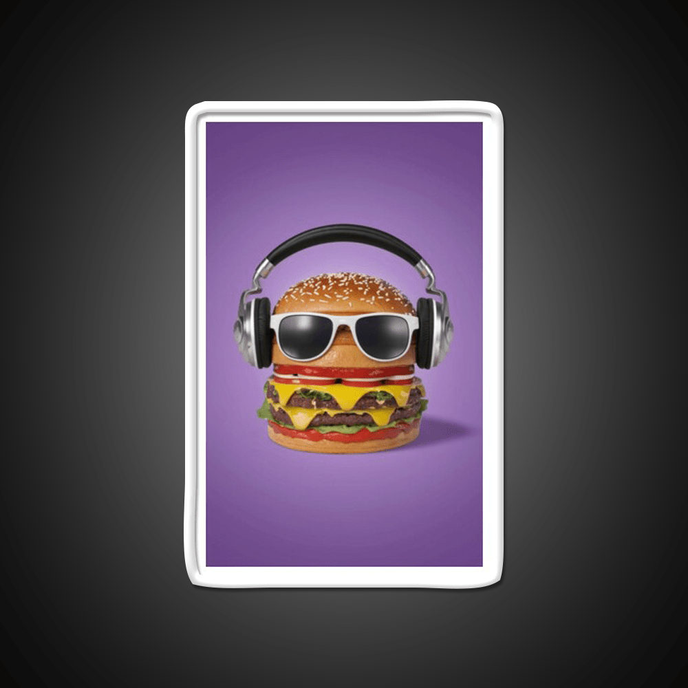 Burger Headphones Fast Food Led Neon Sign For Burger Place Rgb Color - Shineneon