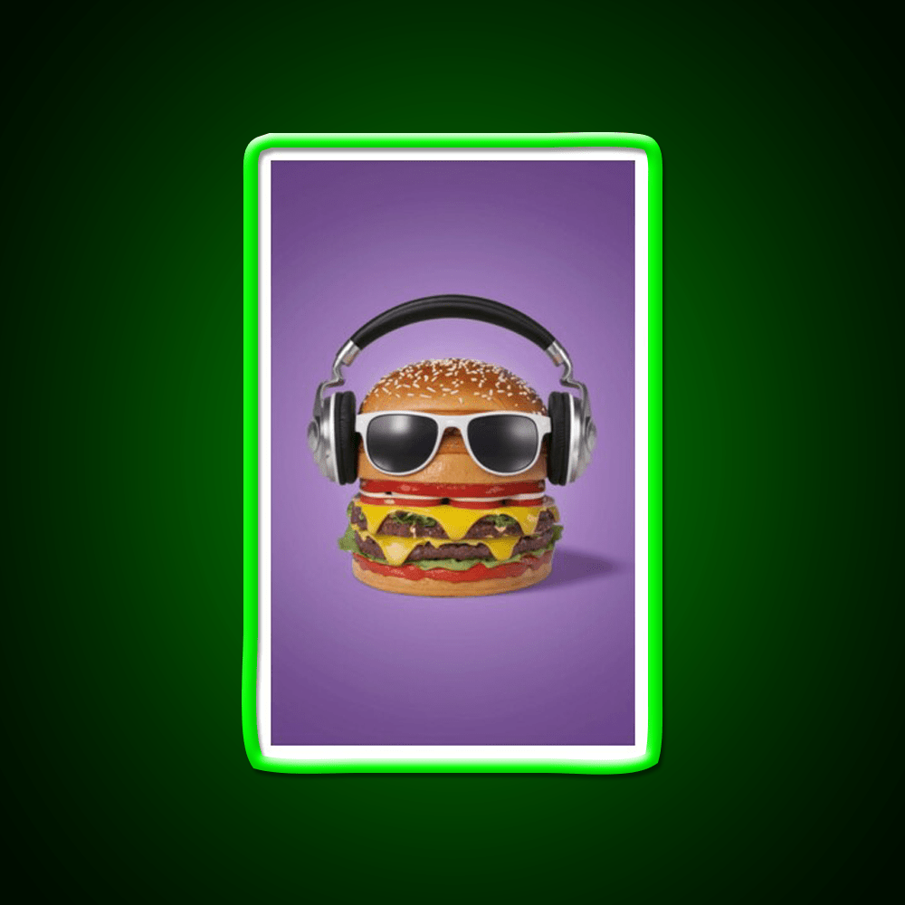 Burger Headphones Fast Food Led Neon Sign For Burger Place Rgb Color - Shineneon