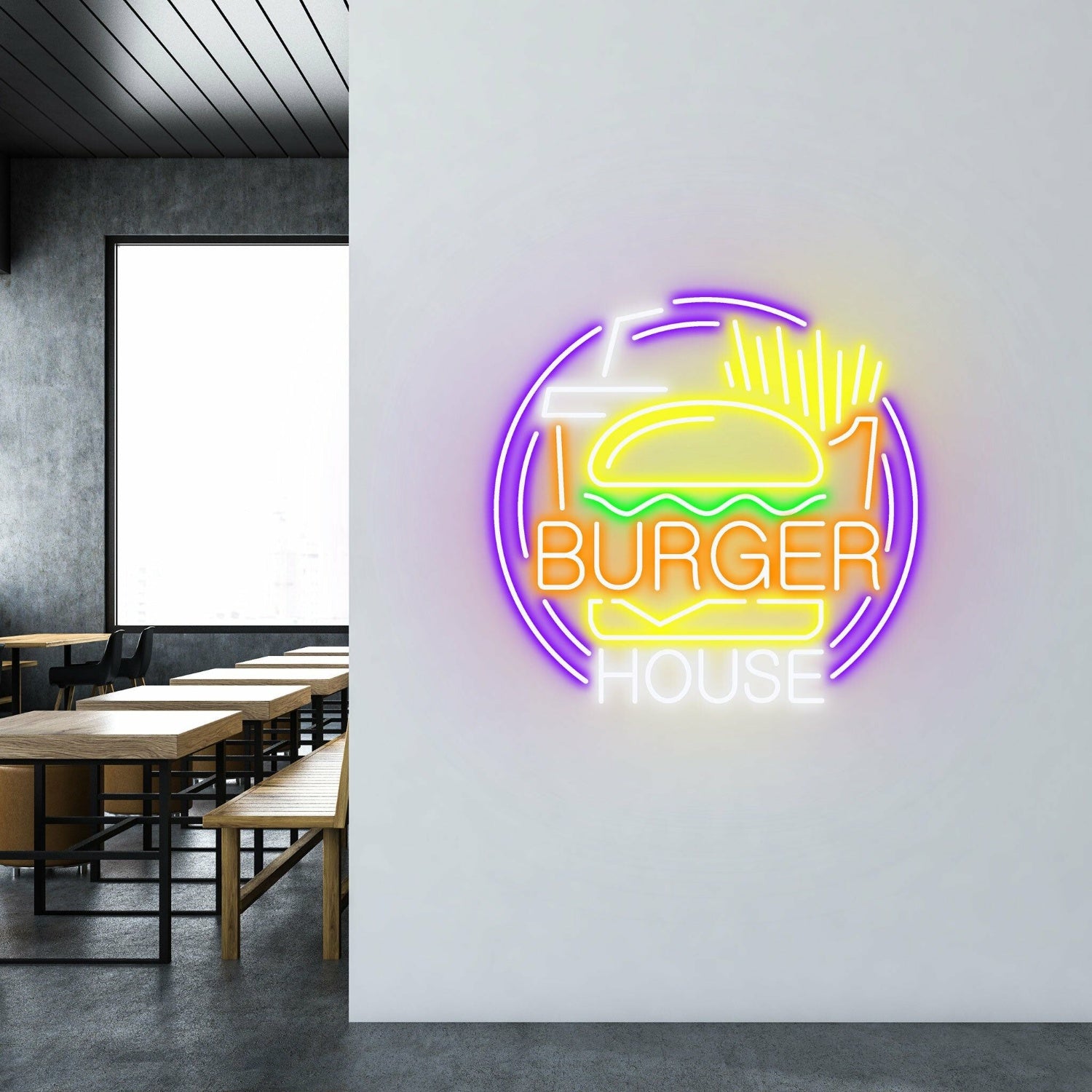 Burger House Cozy Neon For Family-Friendly Restaurants | Shineneon