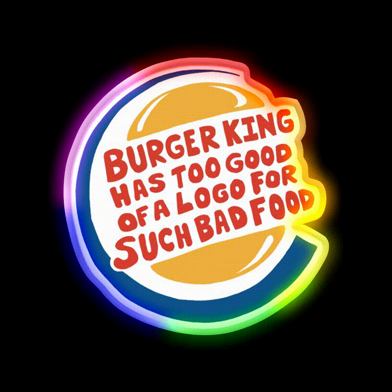 Burger King Fast Food Led Neon Sign For Burger Place Rgb Color - LED neon sign close-up detail