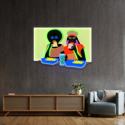 Burger Ladies Artwork Business Neon Sign - Shineneon