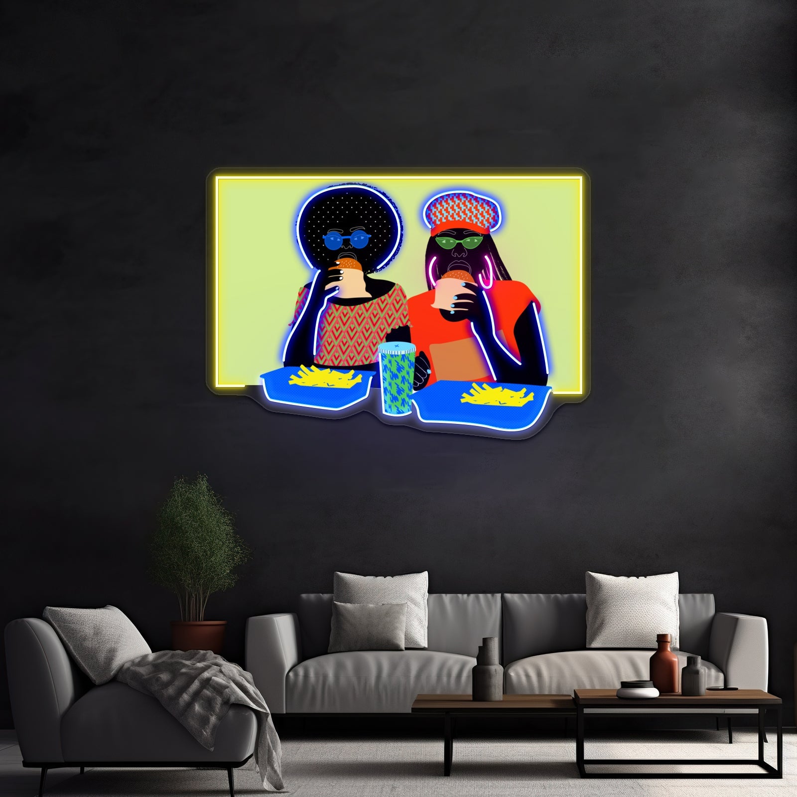 Burger Ladies Artwork Business Neon Sign - Shineneon