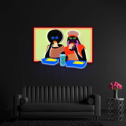 Burger Ladies Artwork Business Neon Sign - Shineneon