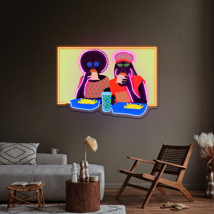 Burger Ladies Artwork Business Neon Sign - Shineneon