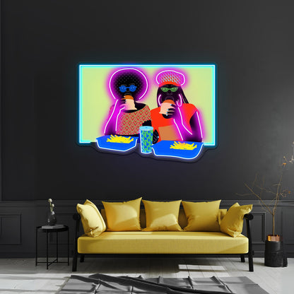 Burger Ladies Artwork Business Neon Sign - Shineneon