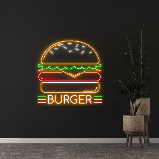 Burger Led Light Street Food Shop Room Wall Decor