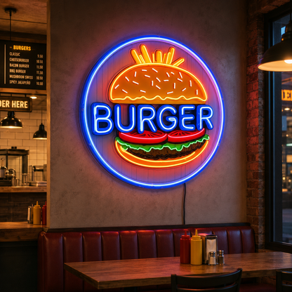 Burger LED Neon Sign - 02 High-Converting Product Image